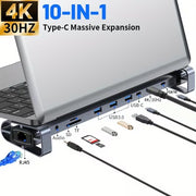 USB-C Docking Station 10-in-1 mit HDMI, LAN, USB & PD 100W