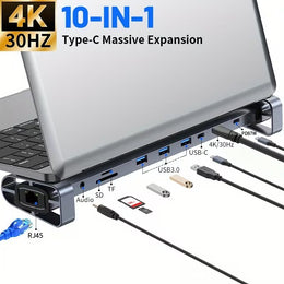 USB-C Docking Station 10-in-1 mit HDMI, LAN, USB & PD 100W